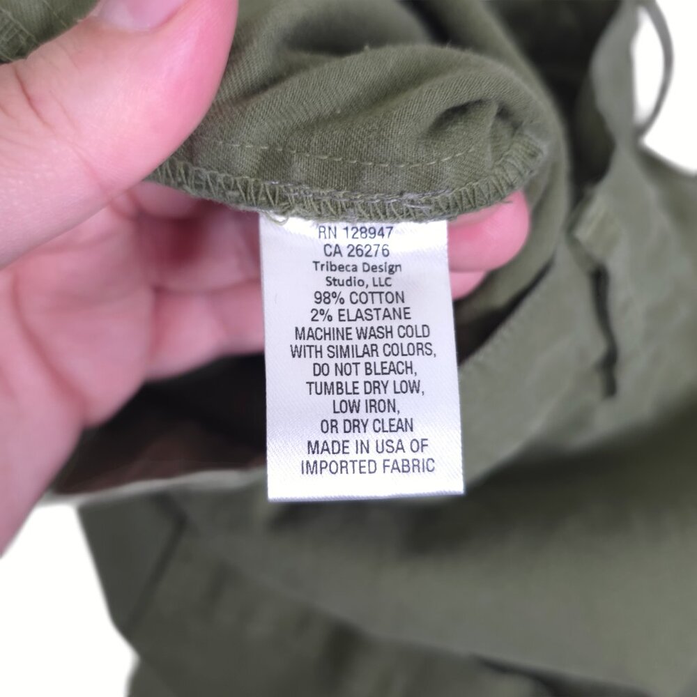 Nili Lotan Shon Pant Camo Green Twill Cotton Barrel Leg Cropped Hemmed Size 0 - Picture 8 of 10